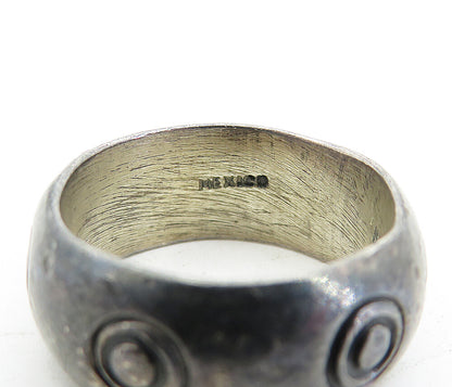 MEXICO 925 Sterling Silver  Vintage Circle Pattern Band Ring Sz 7.5  RG5497
