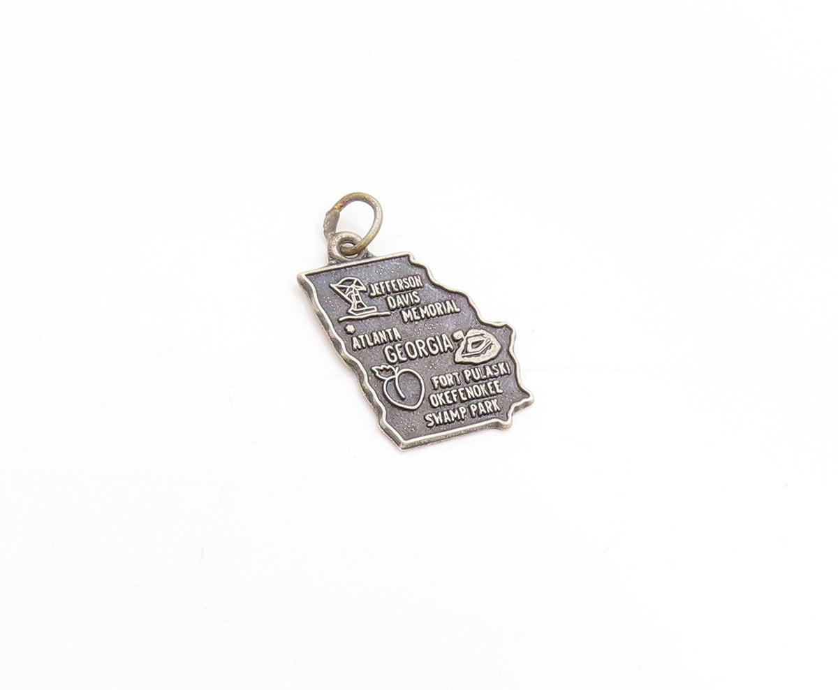 925 Sterling Silver Vintage Pendant Atlanta Georgia State Map Charm  PT25124