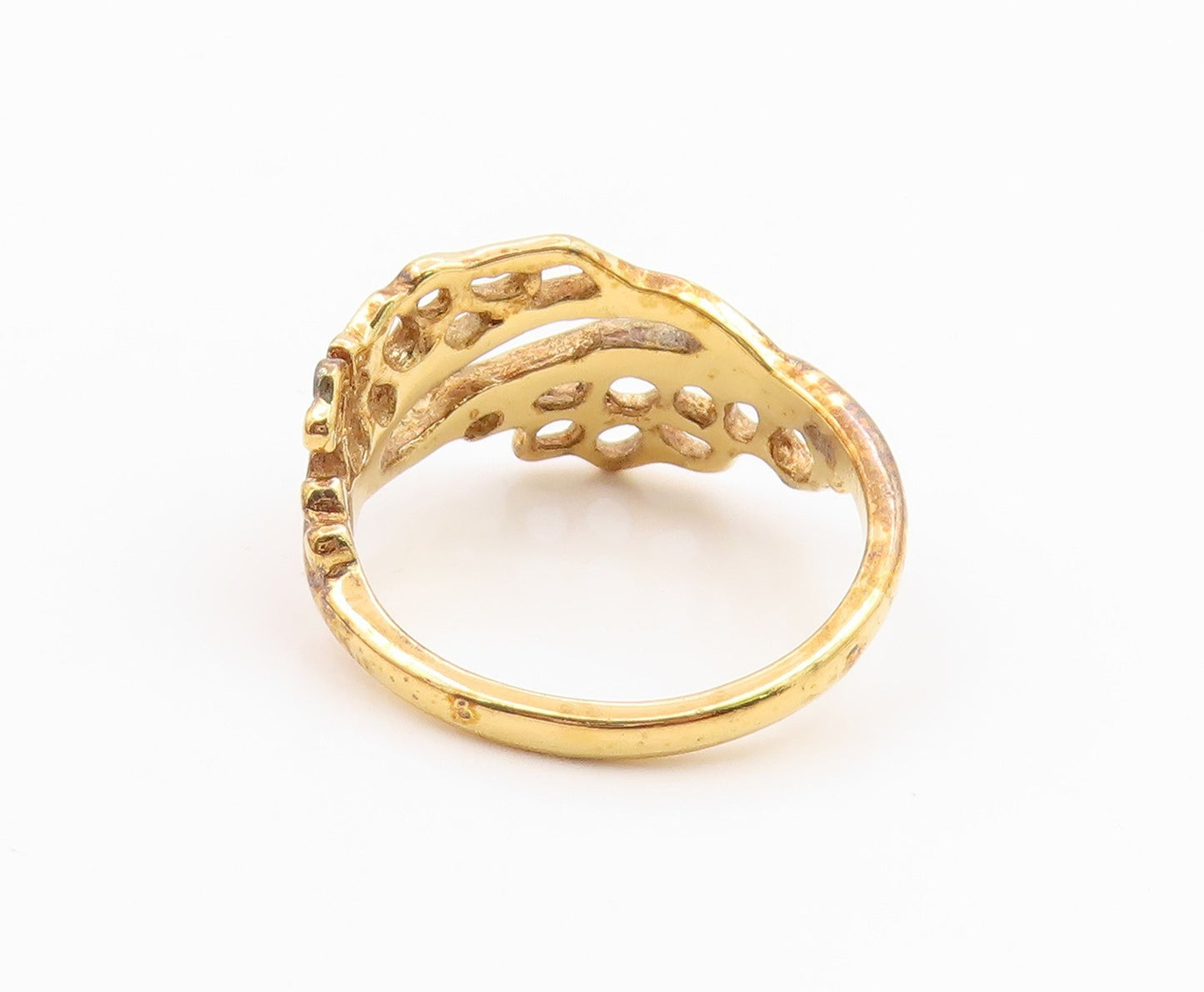 925 Sterling Silver Vintage Ring Gold Plated Openwork Multi Band Sz 9.5 RG36228
