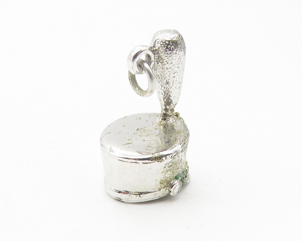 925 Sterling Silver  Vintage Shiny Petite Police Hat Drop Pendant  PT9363