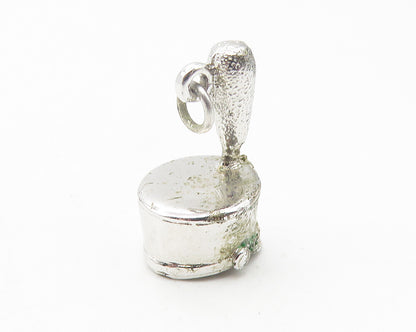 925 Sterling Silver  Vintage Shiny Petite Police Hat Drop Pendant  PT9363
