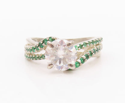 925 Sterling Silver Vintage Ring Designer Cutout Band 2 Tone Topaz SZ 7  RG32029