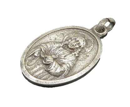 925 Sterling Silver  Vintage Medal Of Our Lady Virgo Carmeli Pendant  PT16712