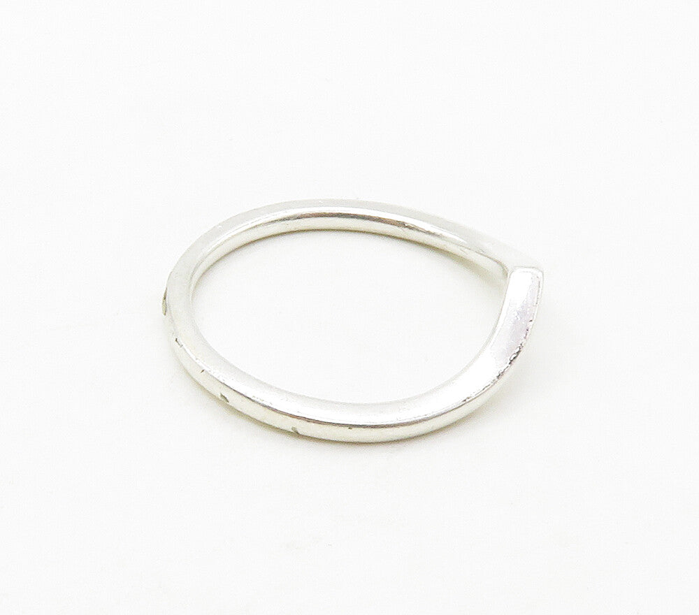 PANDORA 925 Sterling Silver  Shiny Smooth Pointed Band Ring Sz 6  RG16852