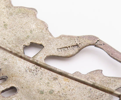 925 Sterling Silver Vintage Brooch Pin Openwork Floral Botanical Leaf  BP12163