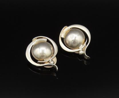 SAMI ZILKA 925 Silver  Vintage Wrapped Bead Dome Non Pierced Earrings  EG12090