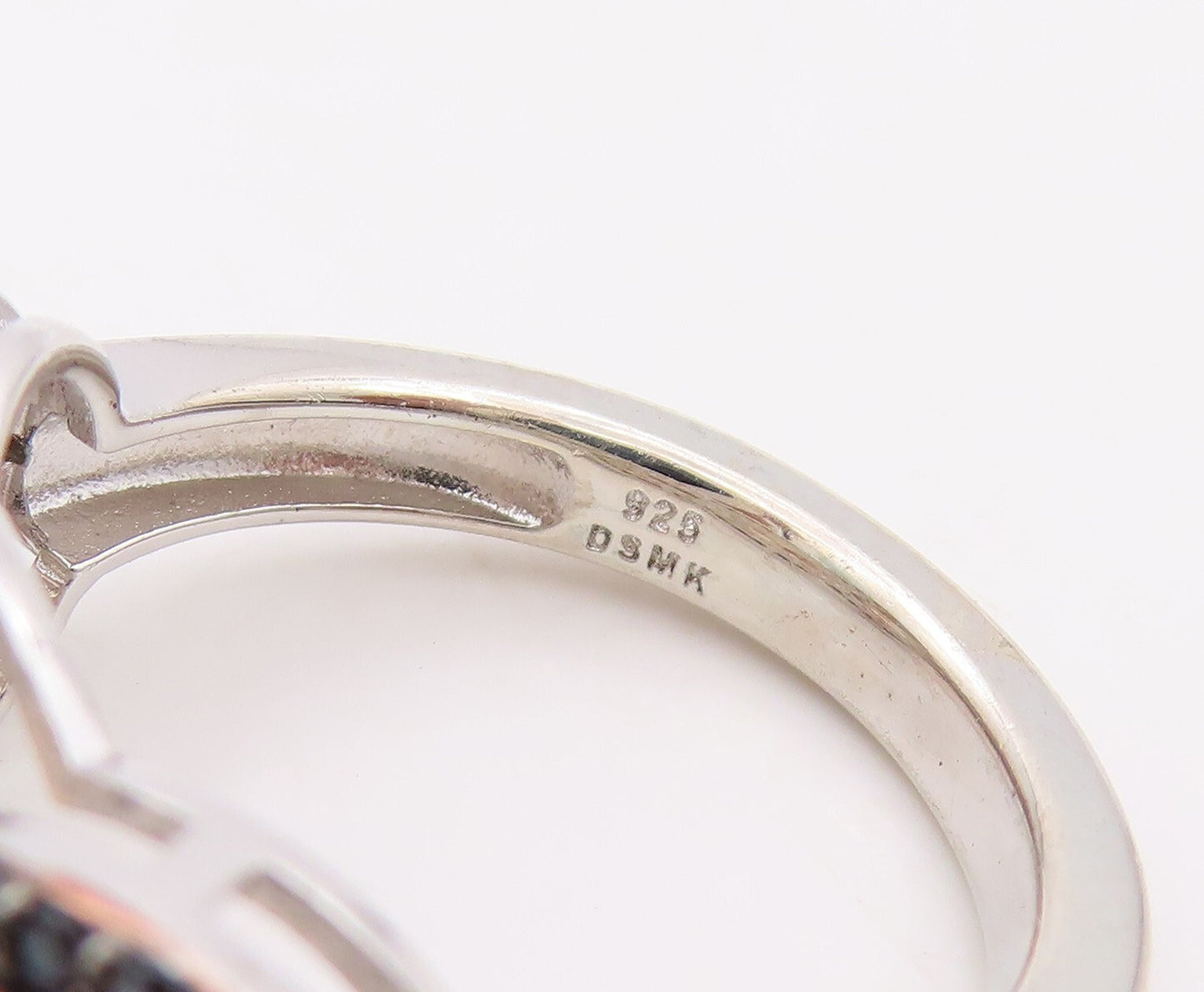 925 Sterling Silver Vintage Ring Oval Morganite Halo CZ & Spinel  Sz 7 RG30644