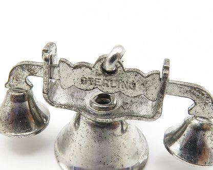 925 Sterling Silver  Vintage Dark Tone Old Fashioned Telephone Pendant  PT8488
