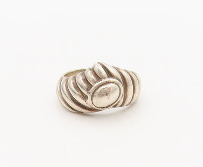 925 Silver  Vintage Solid Carved  Rope Textured With Seed Ring Sz 6.5  RG27338