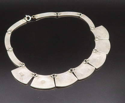 MEXICO 925 Silver  Vintage Carved Animals & Crushed Jasper Necklace  NE4028