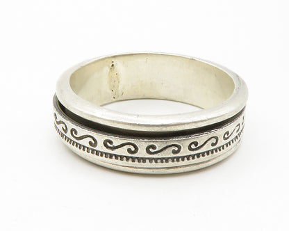 925 Sterling Silver  Vintage Large Swirl Band Spinner Ring Sz 12  RG13874