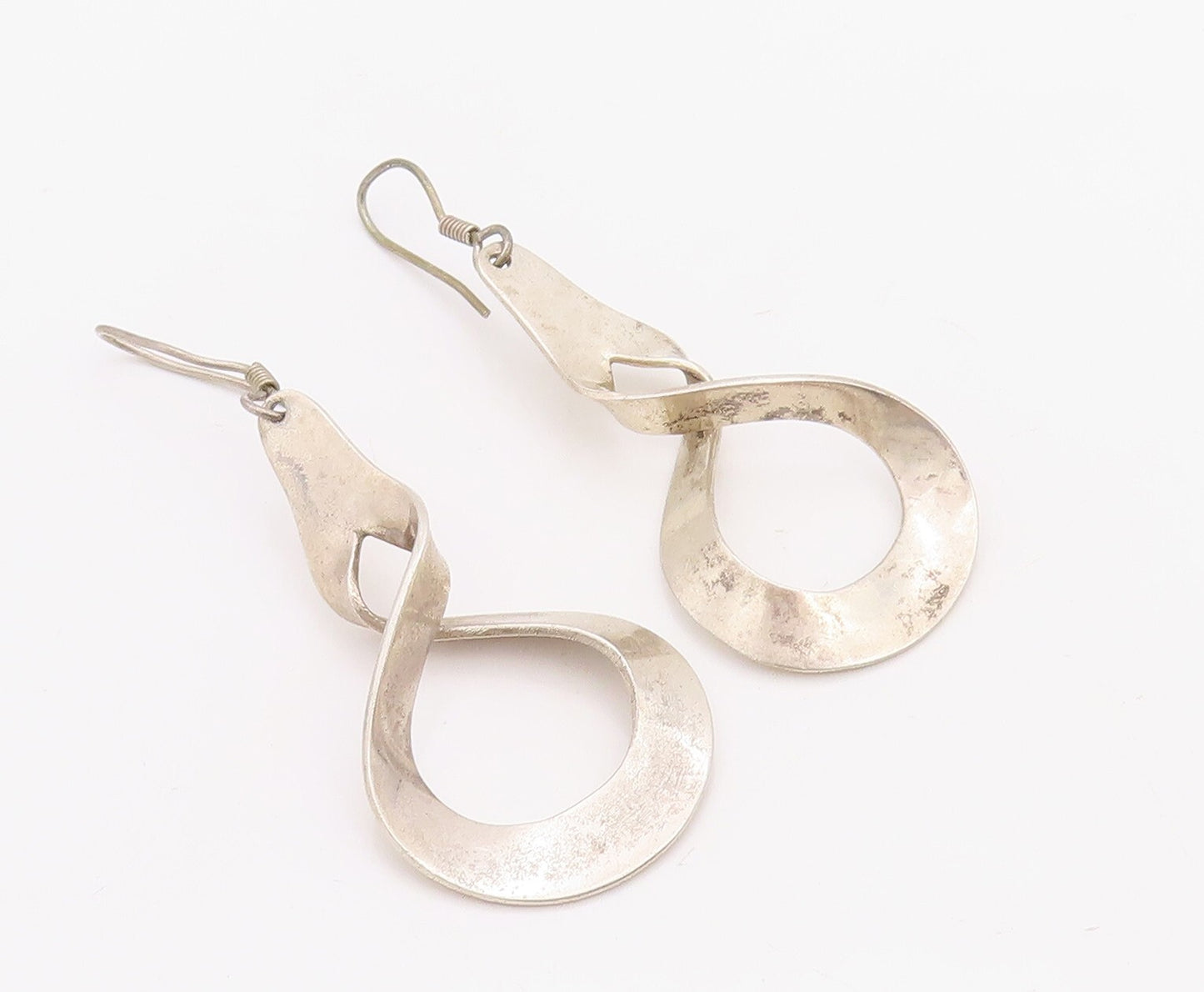 925 Sterling Silver Vintage Earrings MEXICO Cutout Twisted Drop Design  EG13176