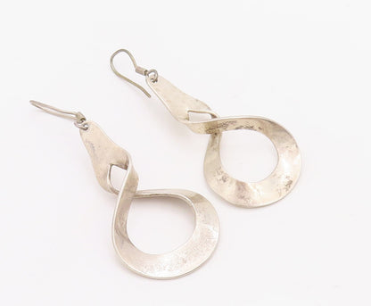 925 Sterling Silver Vintage Earrings MEXICO Cutout Twisted Drop Design  EG13176