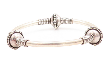 925 Sterling Silver  Vintage Twist Wrapped Design Bangle Bracelet  BT2494