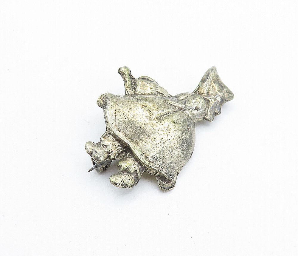 925 Sterling Silver  Vintage Antique Girl With Watering Can Brooch Pin  BP2437