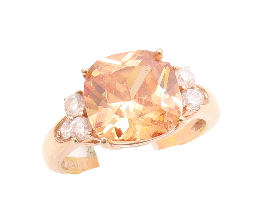 925 Sterling Silver Vintage Ring Rose Gold Plated Morganite CZ  Sz 7  RG31568