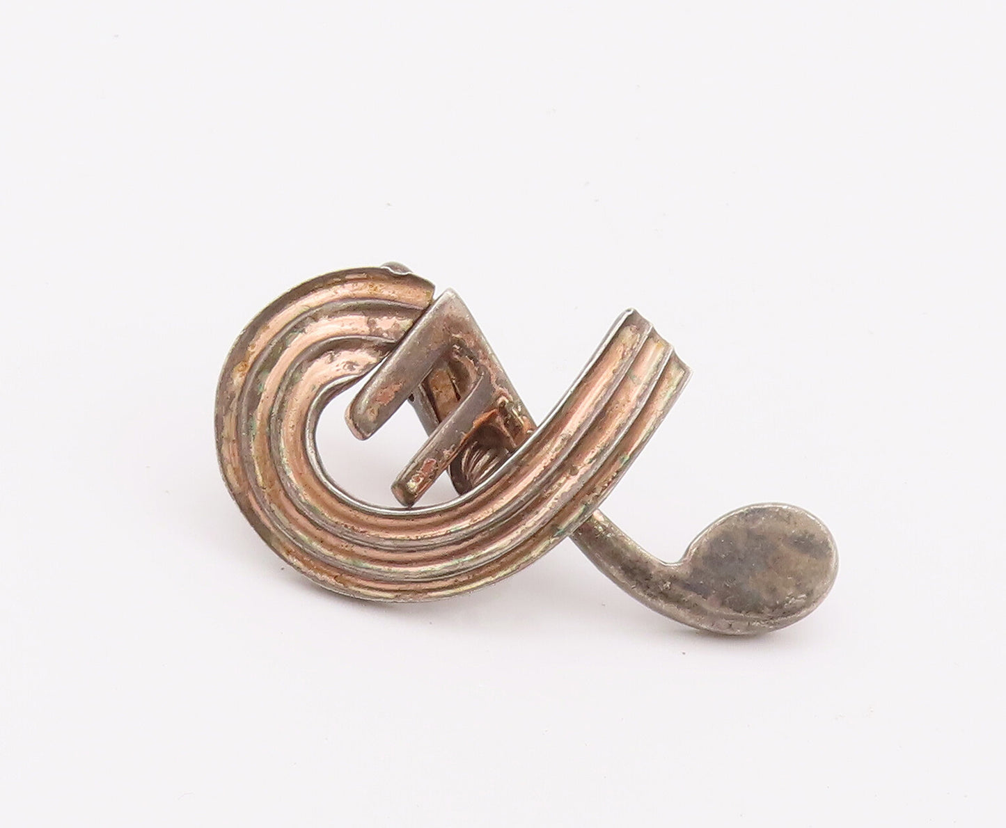 925 Sterling Silver Vintage Earrings Designer Swirly Carved Musical Note EG12824