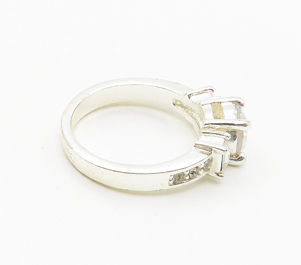 925 Sterling Silver  Graduated Cubic Zirconia Shiny Band Ring Sz 8  RG15717