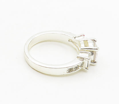 925 Sterling Silver  Graduated Cubic Zirconia Shiny Band Ring Sz 8  RG15717