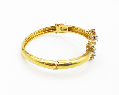 925 Sterling Silver Cubic Zirconia & Topaz Gold Plated Bangle Bracelet  BT5726