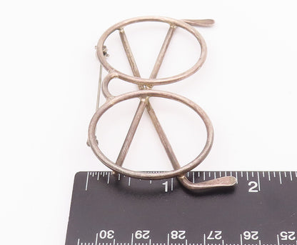925 Sterling Silver Vintage Brooch Pin Solid Cutout Spectacles Frame  BP10768