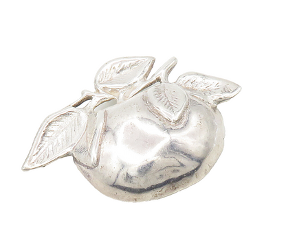 PARENTI 925 Sterling Silver  Vintage Shiny Apple Fruit Motif Brooch Pin BP6423