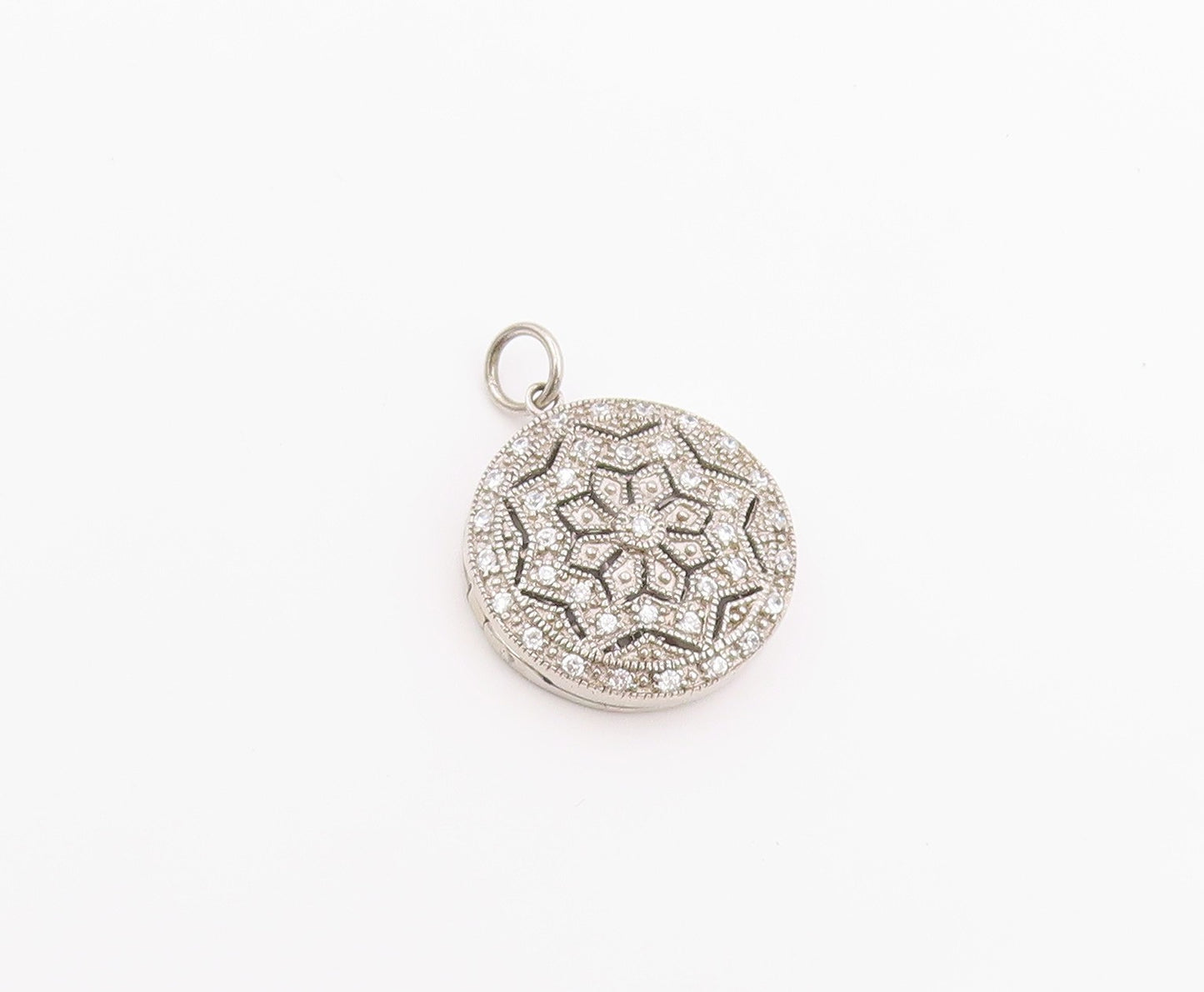 925 Sterling Silver Vintage Pendant Topaz Floral Mandala Charm OPENS  PT26363