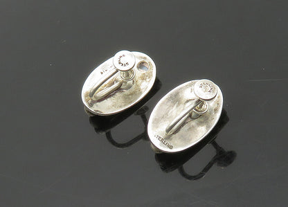 925 Sterling Silver  Vintage Cabochon Topaz Non Pierce Drop Earrings  EG9796
