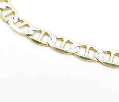 925 Sterling Silver  Diamond Cut Two Tone Anchor Link Chain Necklace  NE1661