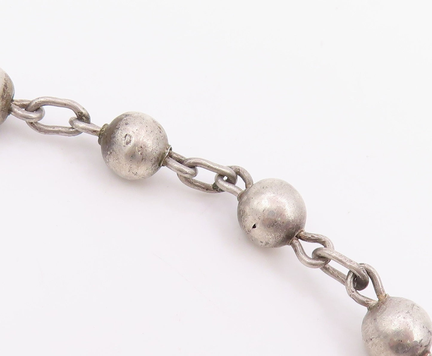 925 Sterling Silver Vintage Necklace Antique Etched Geometric Choker  NE4772