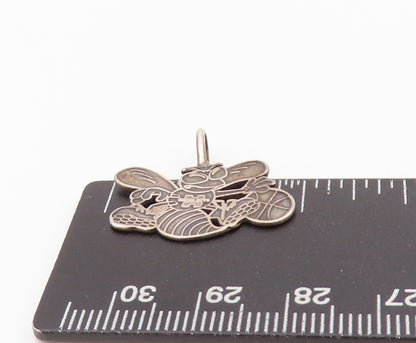 925 Sterling Silver Vintage Pendant Dark Tone Carved Mischievous Bee  PT24281