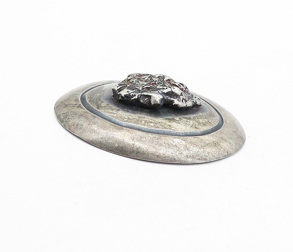 925 Sterling Silver  Vintage Antique Dark Tone Sculpted Brooch Pin  BP1748