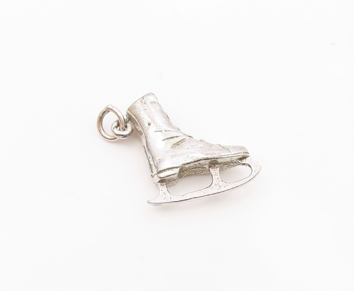 925 Sterling Silver  Vintage Sculpted Single Ice Skate Charm Pendant  PT20923