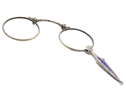 925 Sterling Silver  Vintage Enamel Old Fashioned Spectacles Frames  TR1441