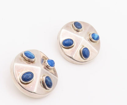 925 Sterling Silver Earrings MEXICO Oval Turquoise Beaded Round Disk  EG12836
