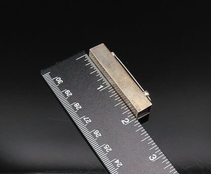 ALFRED KARRAM 925 Silver  Vintage Open Square Ends Linear Brooch Pin  BP9795