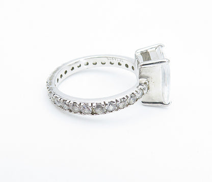 SETA 925 Silver  Cubic Zirconia Solitaire With Accents Ring Sz 7  RG6796