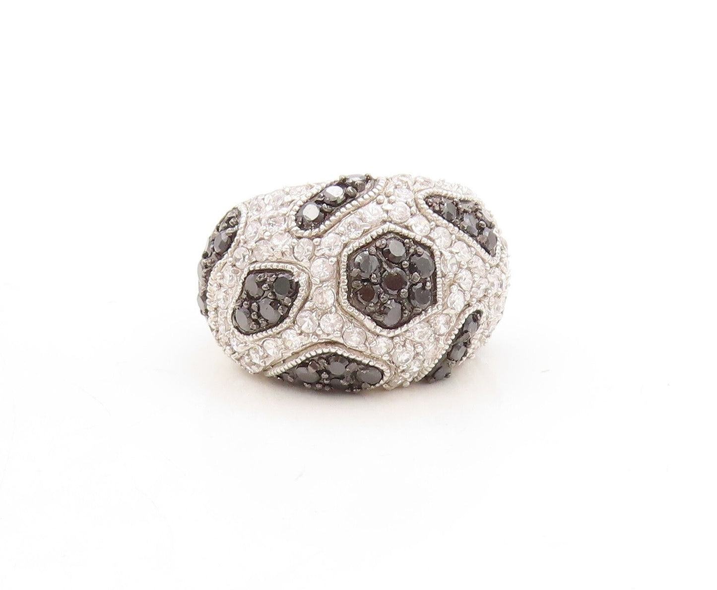 925 Sterling Silver Vintage Ring Designer Spinel & Topaz Inlay  Sz 7  RG31274