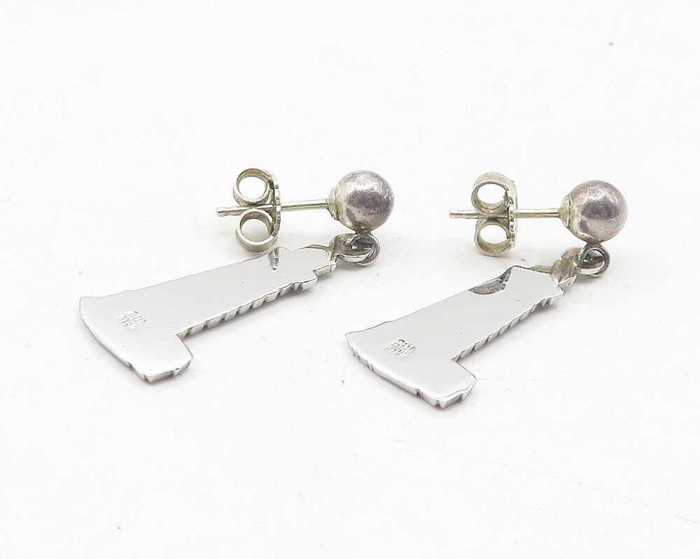925 Sterling Silver  Vintage Shiny Lighthouse Motif Dangle Earrings  EG5974