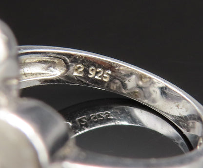 925 Silver  Vintage Genuine Diamonds & Engraved HOPE Flower Ring Sz 8  RG25603