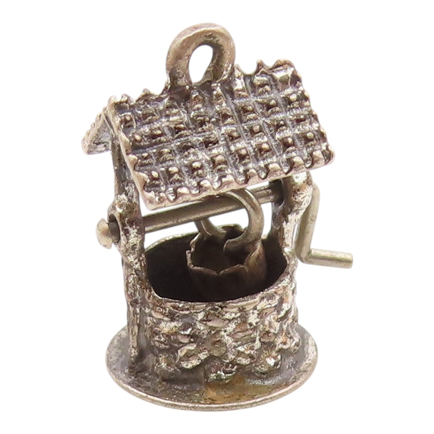 BEAU 925 Silver  Vintage Antique Wishing Water Well Drop Pendant  PT21718