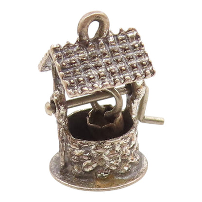 BEAU 925 Silver  Vintage Antique Wishing Water Well Drop Pendant  PT21718