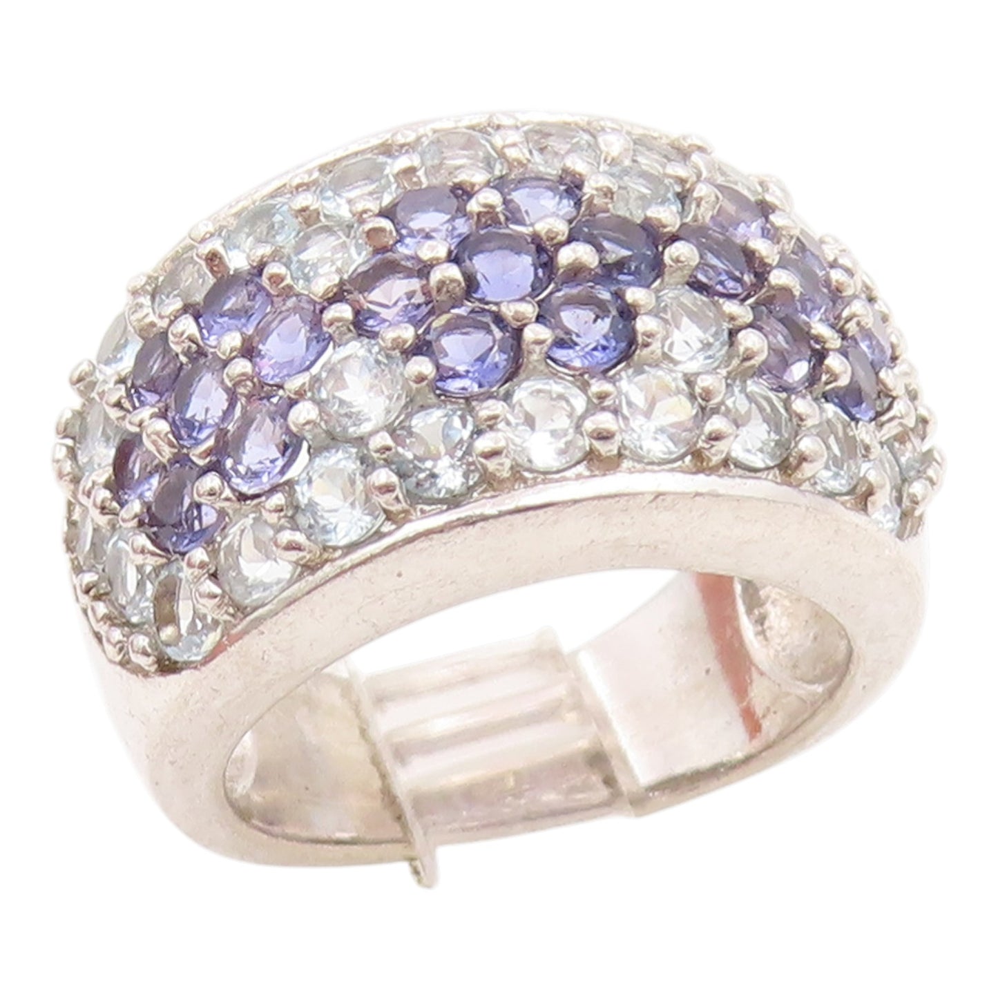 925 Sterling Silver Vintage Ring Amethyst & Topaz Floral Band  Sz 7  RG35660