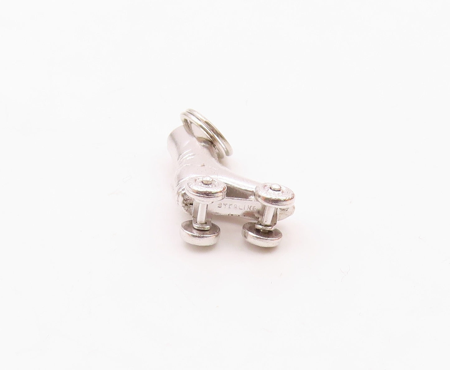 925 Sterling Silver  Vintage Moveable Wheels Roller Skate Pendant  PT21354