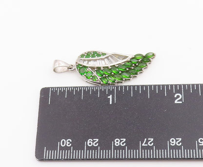 925 Sterling Silver Vintage Pendant Elegant Peridot & Topaz Angel Wing  PT26485