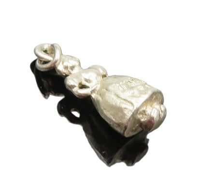 925 Sterling Silver  Vintage Petite Hollow Woman In Dress Drop Pendant  PT6862