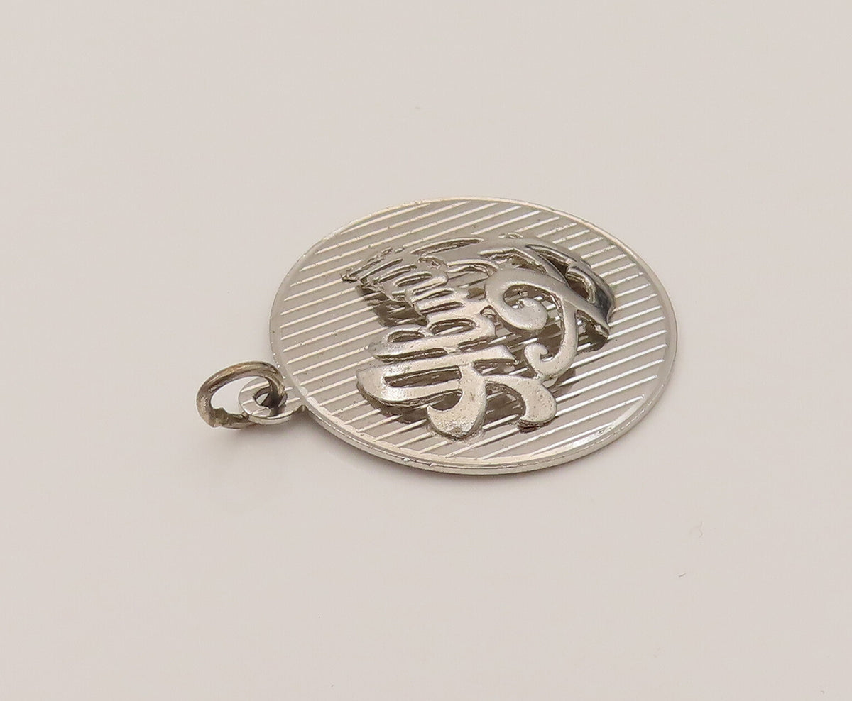 925 Sterling Silver  Vintage 3D Always 21 Linear Textured Pendant  PT21936