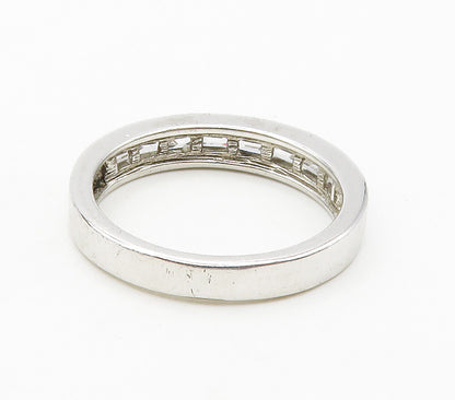 925 Sterling Silver  Sparking Cubic Zirconia Smooth Band Ring Sz 7.5  RG16505