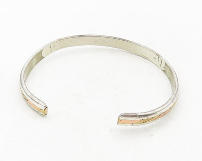 SERGIO LUB 925 Sterling Silver  Vintage Two Tone Twist Cuff Bracelet  BT4315