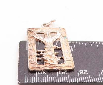 925 Sterling Silver Vintage Pendant Solid Religious Cutout Jesus  PT23747